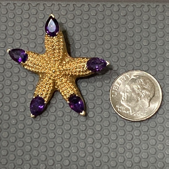 14k yellow gold rate starfish with amethyst gemstones - Picture 5 of 5